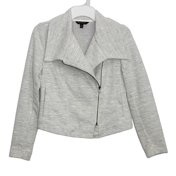 Banana Republic Textured Knit Moto Jacket Asymmetrical Zip, Light Grey size XS - Picture 1 of 5